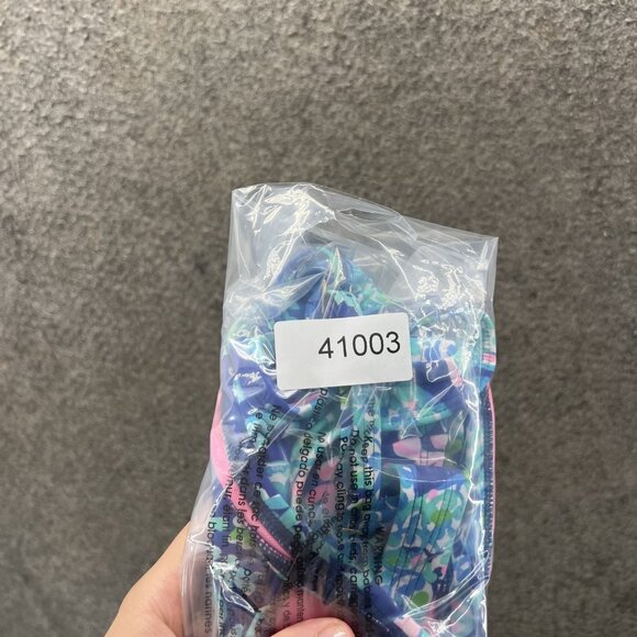 Lilly Pulitzer Bikini Top Womens 14 Blue Floral Lace Up Adjustable Straps Swim - Picture 11 of 11